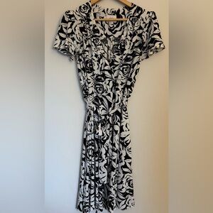 ECI Black and White Floral Midi Dress